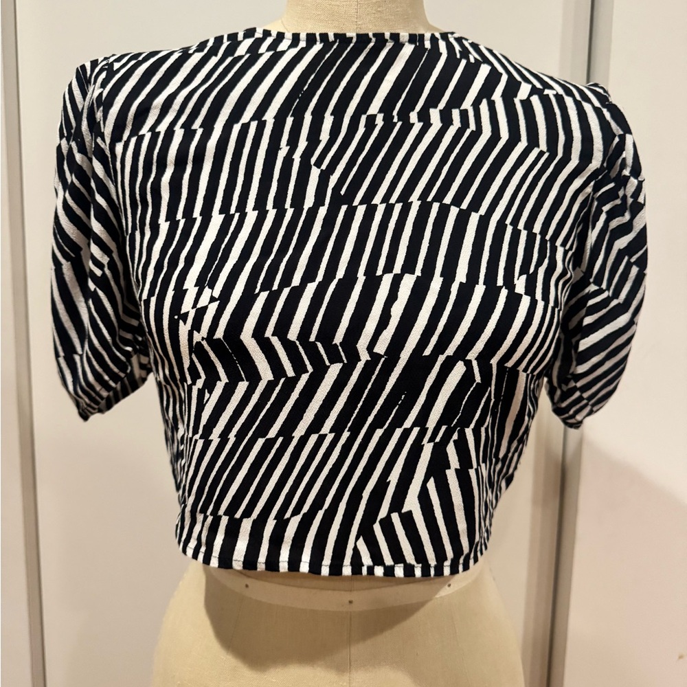 Nordstrom Open Edit, Striped Black & White Cropped Blouse